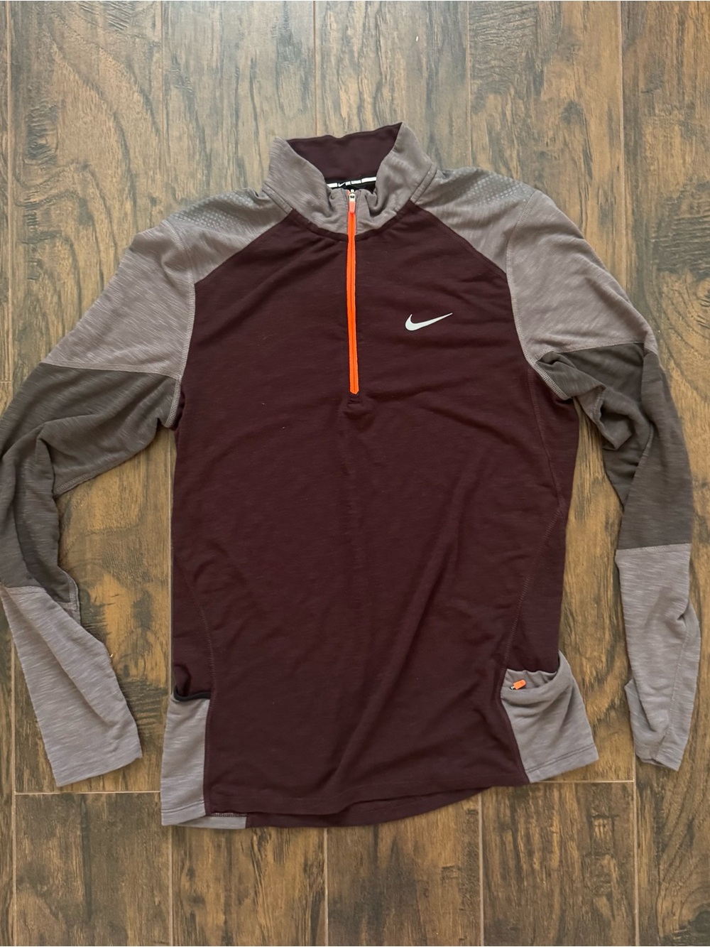 Nike Trail Medium Maroon Dri-FIT Knit Half-Zip Long Sleeve Running Top
